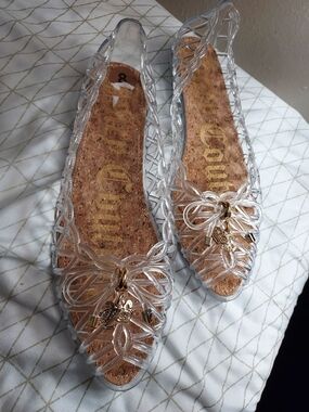 Juicy Couture Clear Jelly Ballet Flats with Gold Charm